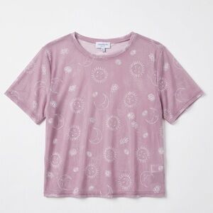 Homegirl Society Celestial Sun Moon Mesh Top Sheer Mauve Pink Plus Size 2X